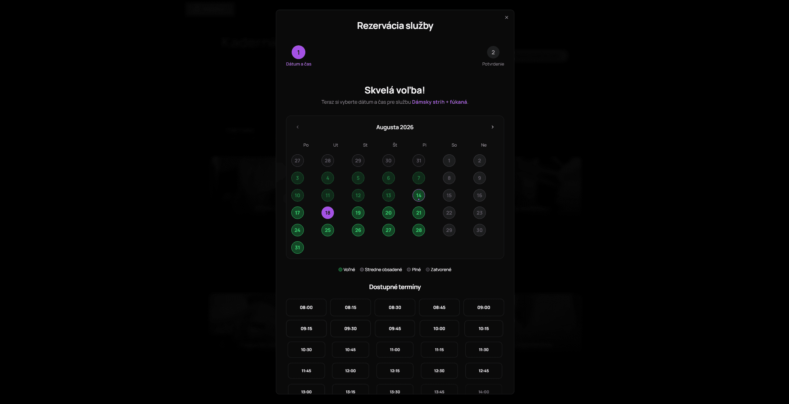 Screenshot: Mobiler Kunden-Buchungsablauf (Booking Experience)