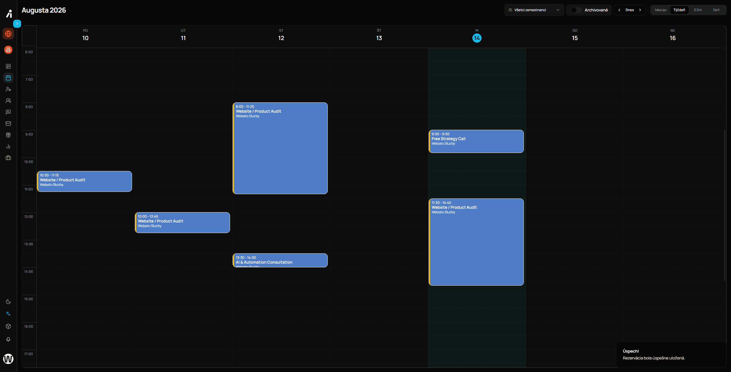 Screenshot: Echtzeit-Terminkalender & Verwaltungs-App