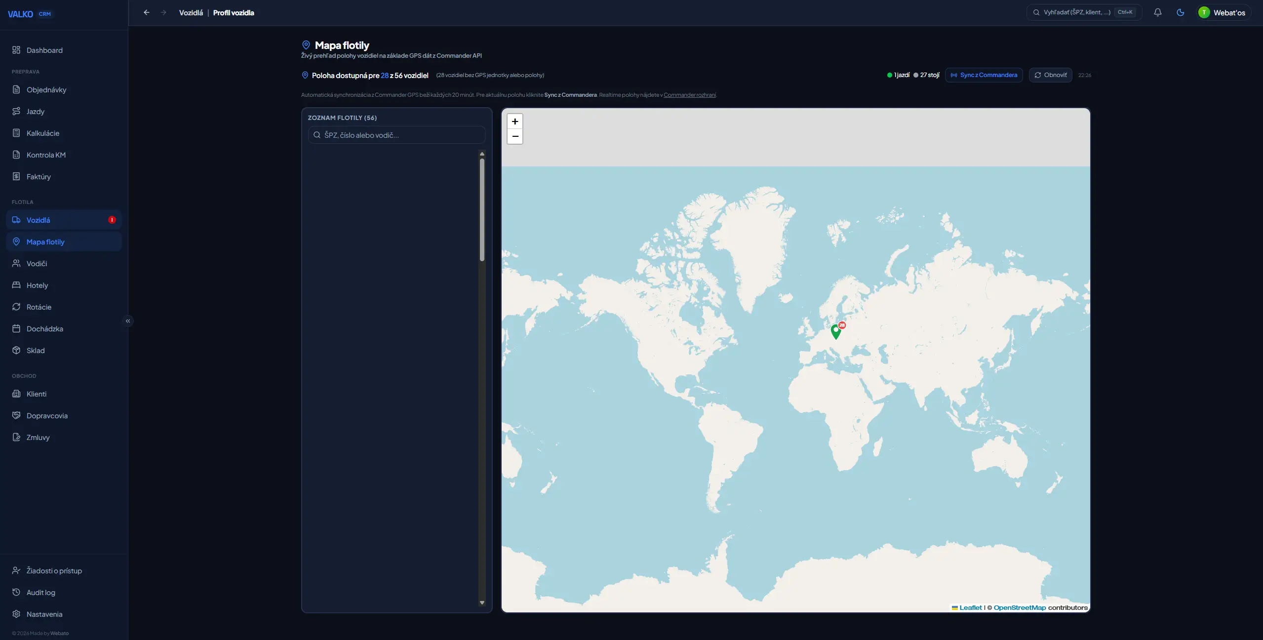 Screenshot: GPS-Telematik-Routenkarte (Commander API)