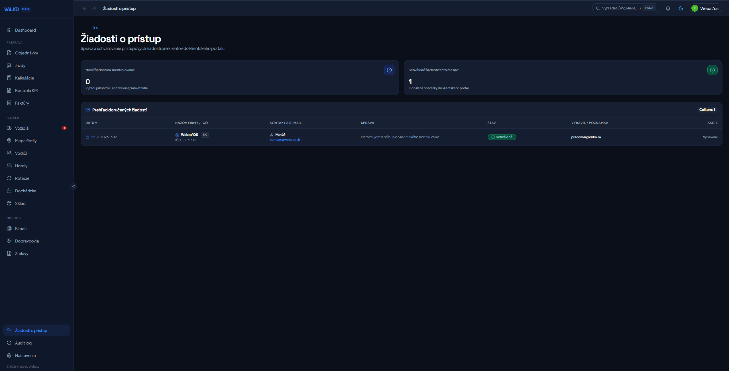 Screenshot: Kundenportal-Zugangsanfragen & Verifizierung