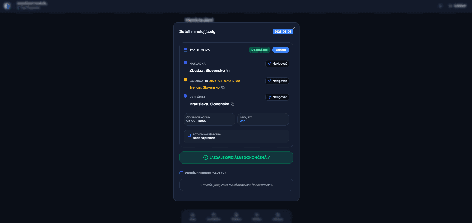 Screenshot: Fahrerportal & mobile Dispositionsoberfläche